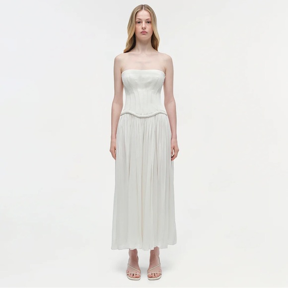 NWT SIMKHAI Adalys Bustier Midi Dress in Ivory - Picture 2 of 12
